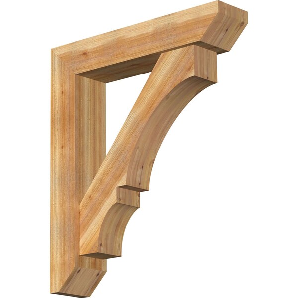 Ekena Millwork Balboa Slat Rough Sawn Bracket w/ Offset Brace, Western Red Cedar, 8"W x 38"D x 44"H BKT0806X38X44BOA06RWR - main